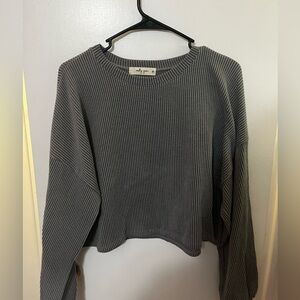 Gray, Ribbed, Crop top